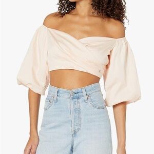 GUESS Women's Off Shoulder Cropped Jun Shirt
